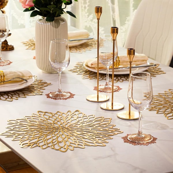 REMAKE Guld Metallic Coasters & Underlag 12 stk Matchende, Lamineret Vin