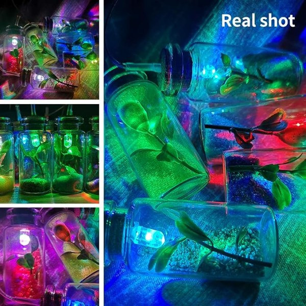 Aurinkoenergialla toimiva tuulikello, puutarhakoristevalo RGB monivärinen vaihtuvat värit, kuusi toivepulloa vedenkestävä (toivepullo)