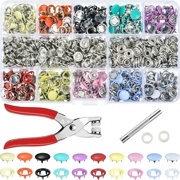 200 set Ø 9,5 mm DIY-sybehör 10 färger + krympverktyg