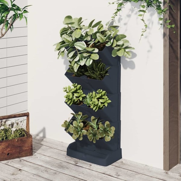 Vertical garden 4 pots anthracite polypropylene