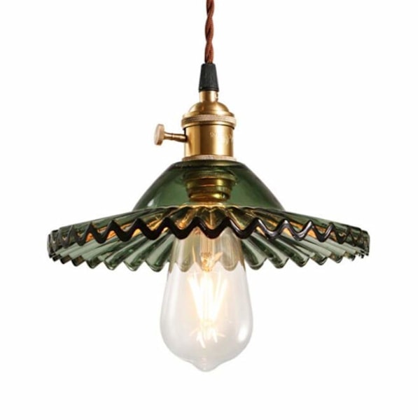 REMAKE E27 Industriell Vintage Taklampa Retro Glas Taklampa Lampskärm för E27 Lampor Industriell Taklampa Taklampa (Grön)
