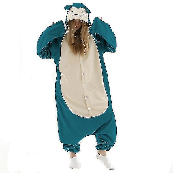 Aikuisille tarkoitettu One Piece -yhdistelmäasu Eläinkigurumi -yhdistelmäasu Sopii Miehille ja Naisille Kokovartalo Pyjama Cartoon Snorlax Pyjama Puku L