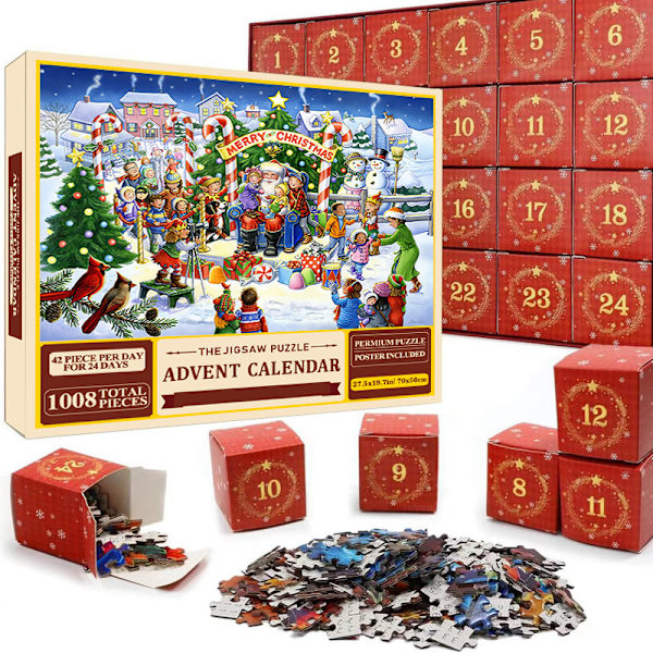 REMAKE Adventskalender med Pussel, Nedräkning till Advent, Adventskalender med Leksakspussel, Julklappar i Blindbox sd29