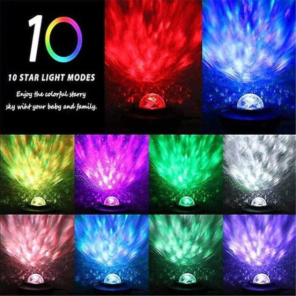 REMAKE Stjerneprojektor Galaxy LED-lampe med innebygd høyttaler Flerfarget Svart