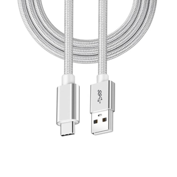 USB A til Type C 3.2 60W datakabel Sølv L