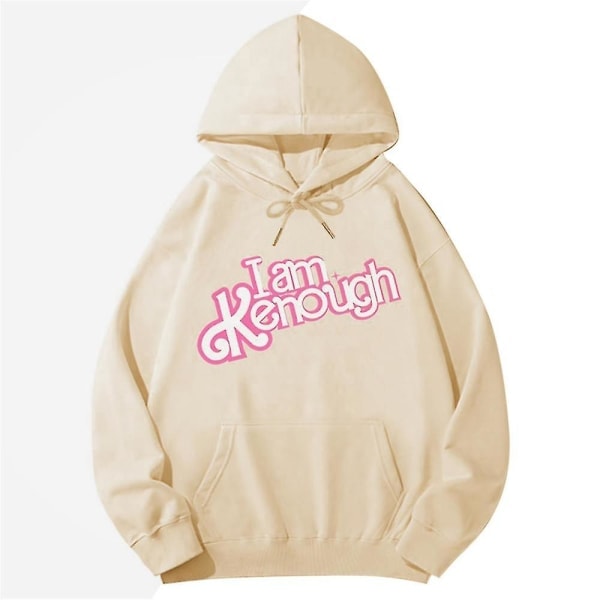 Unisex Barbie I Am Kenough Trykt Hoodie til Mænd og Kvinder Langærmet Hoodie Casual Tops Lysebrun Lysebrun XL