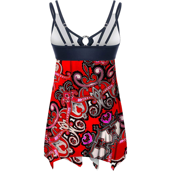 Damtankini i två delar med delade byxor Yd6-röd M