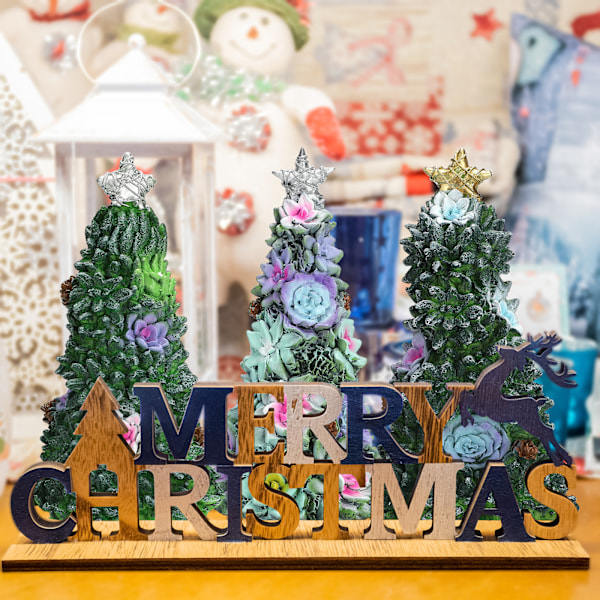 Succulent Julgran, Juldekoration för inomhusbord, Julgranshartsborddekorationer