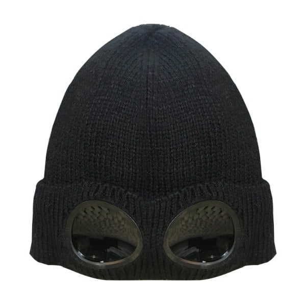 Knitted hat with goggles Black