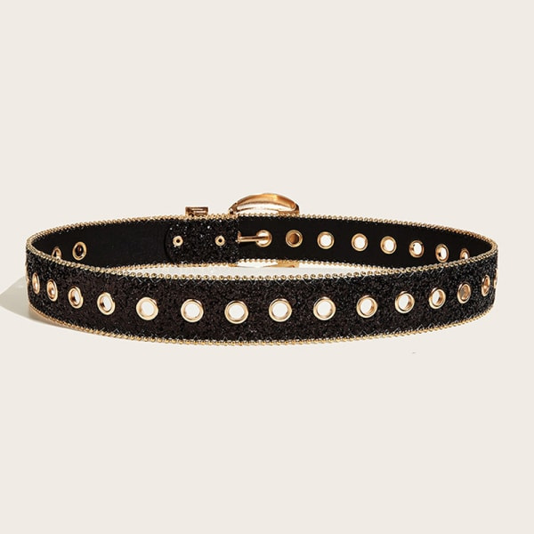 REMAKE Damklocka med strass för kvinnor, Dekorativ bälte för flickor, Bredt jeansbälte, Silver