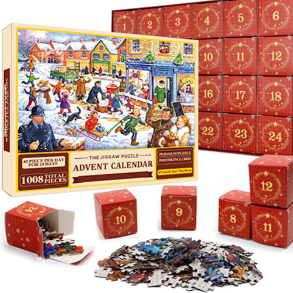 REMAKE Adventskalender med Pussel, Nedräkning till Advent, Adventskalender med Leksakspussel, Julklappar i Blindbox sd23