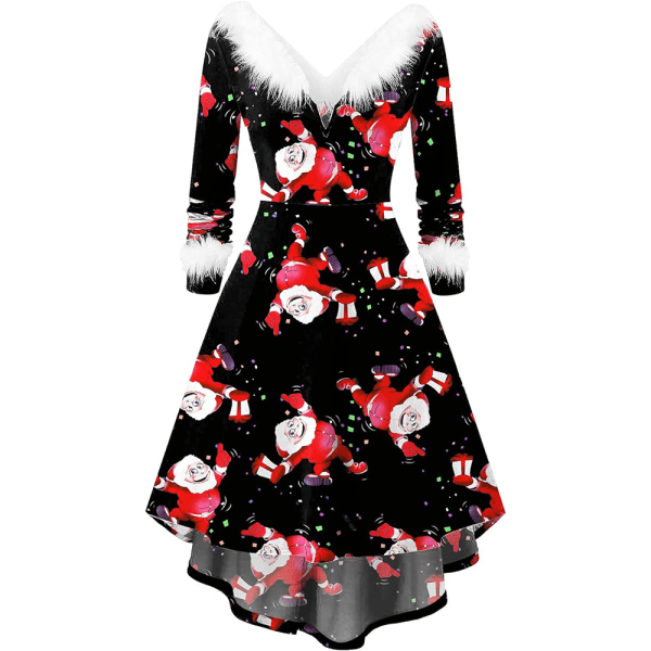 Julklänning för damer, elegant långärmad vintage-aftonklänning