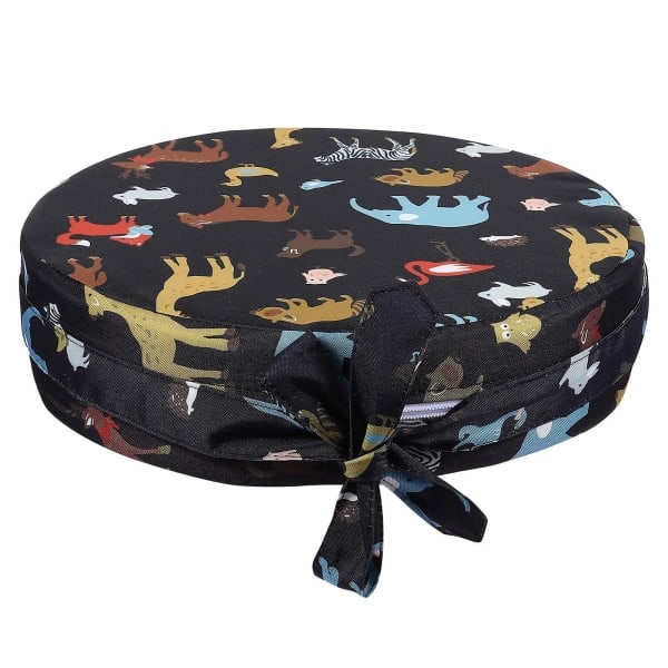 REMAKE 1pc Round Children's Chair Increasing Cushion Animal Pattern Seat Booster For Children (FMY) Black 32X32CM