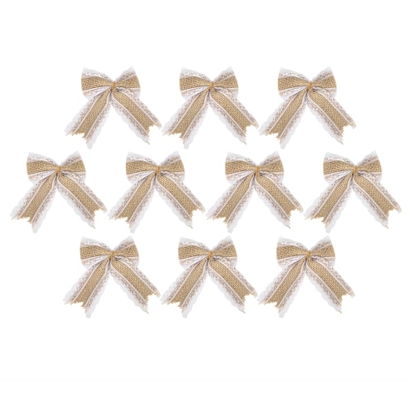10 stk Burlap Båndbue Rynket Bue Håndlavet Håndværk Julegave Bryllup Dekoration