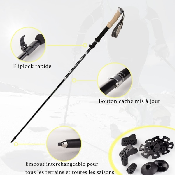REMAKE Trekkingstaver 2 stk Teleskopiske Vandrestokker Aluminium Nordic Pol