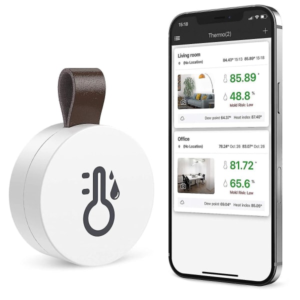 Trådløs termometer hygrometer, Oria Mini Bluetooth 5.0 fuktighetstemperatur sensor med dataeksport og alarm