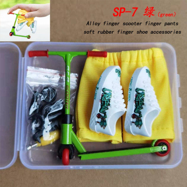 Mini Finger Scooter Toy Skateboards Shoes Pants Alloy Finger Board Set Kids Gift Green