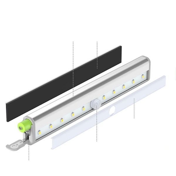 Batteridriven lampa, rörelsesensor garderobslampa Vit ljus