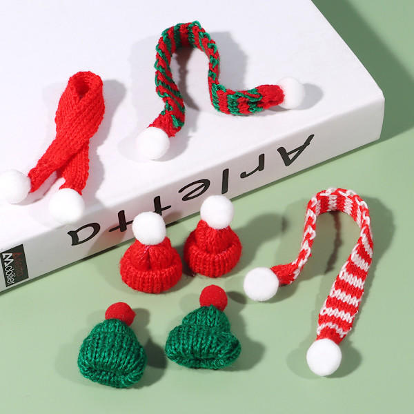 Mini Julhatt och Halsduk Set, 18 Stycken Mini Julhalsduk Mini Julhattar Set, Tomtehatt Mini Set, Liten och Söt, Dekoration för Artiklar