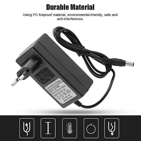 Ersättningsströmadapter för Li-ion-batteriladdare, AC 100-240V DC 16.8V 2A, Säker laddning, EU-kontakt