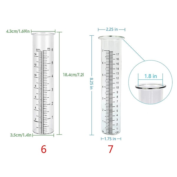 Högpresterande Regnmätare Ersättningsrör Glas Vattenmätare Verktyg Passar För Trädgård Och Utomhus Hem 6 inches