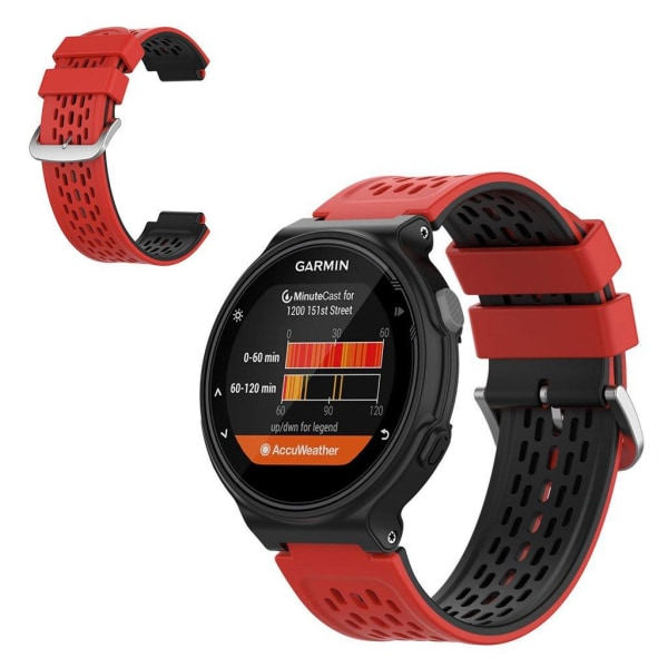 24 mm:n kaksoiskerroksinen silikoniranneke Garmin Forerunner -laitteelle - Punainen / Musta Röd