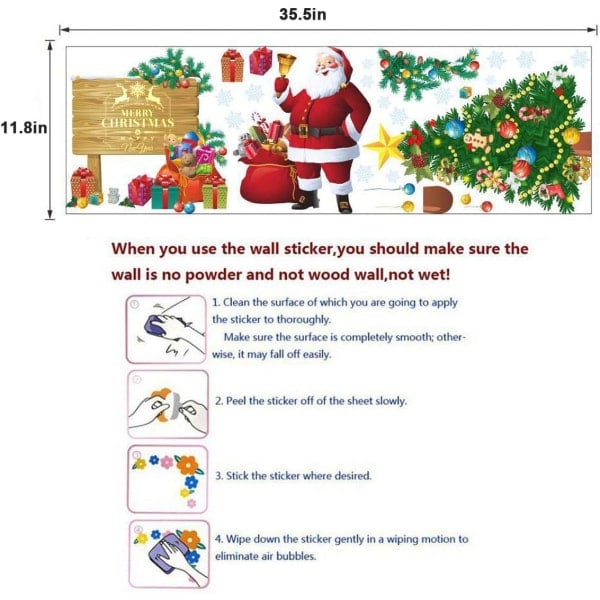 Juledekorasjoner for vegg med juletrær, nisser, snøflak og DIY-klistremerker