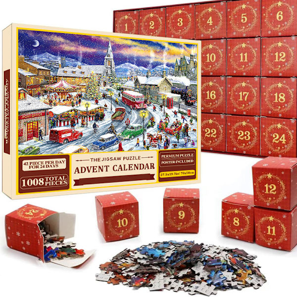 REMAKE Adventskalender med Pussel, Nedräkning till Advent, Adventskalender med Leksakspussel, Julklappar i Blindbox sd35
