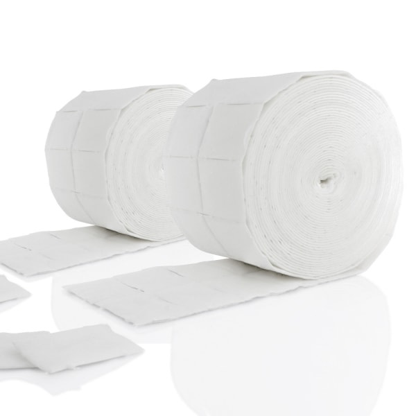 2x500 fnugfrie puder, neglepuder på rulle Hvid