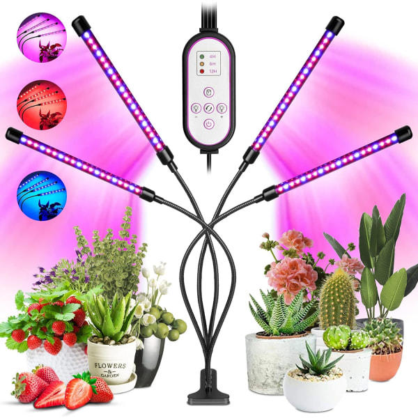 Växtlampor för inomhusväxter, 80 LED Full Spectrum LED-växtlampa, lampa med timer