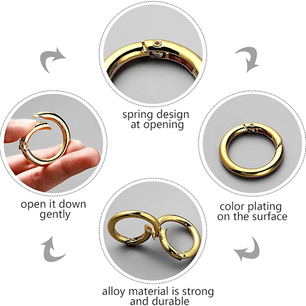 18 stk. 25mm Runde Fjederspænder Klips DIY Tilbehør Håndtaske Tegnebog