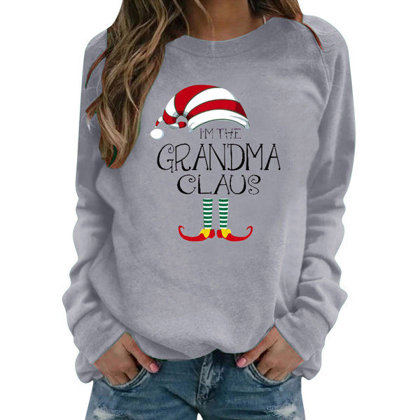 Damtröja Jul Långärmad Pullover Casual Toppar Grå