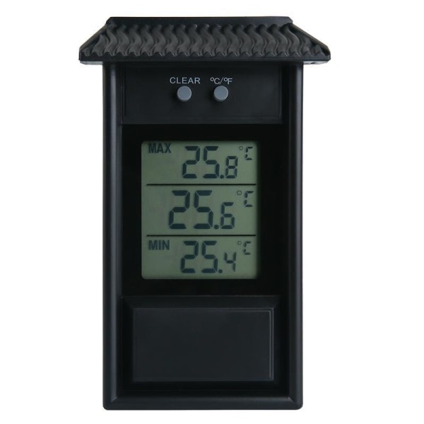 Digital termometer display max min drivhus have udendørs indendørs væg rum sort