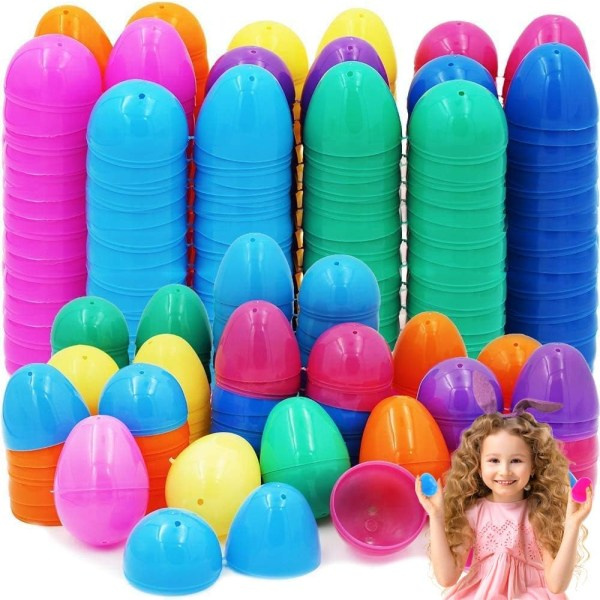 Fyllbara gångjärnspåskägg, färgglada ljusa plastpåskägg (1000-pack)