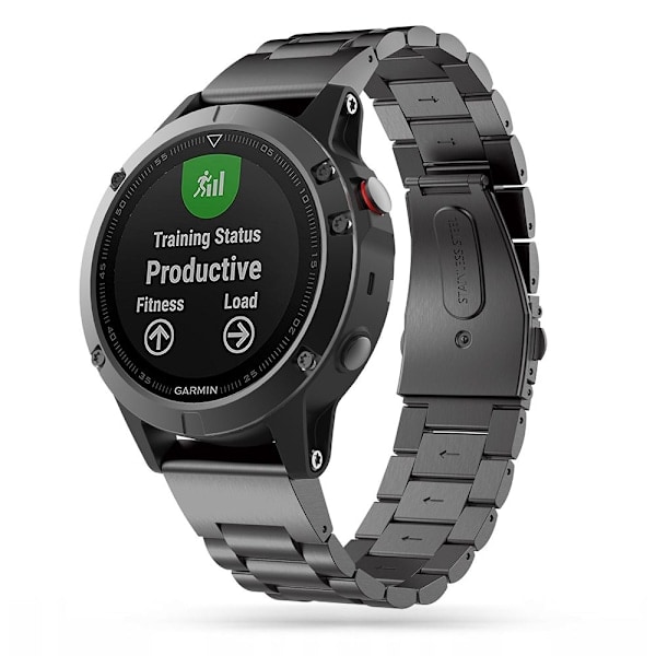 Teknisk Beskyttelse Rustfrit Stål Garmin Fenix 5 / 6 / 6 Pro / 7 Sort