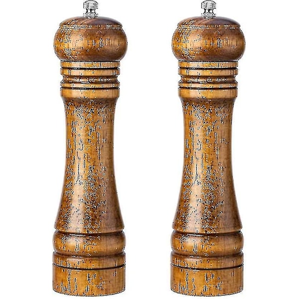 Suola- ja pippurimyllysetti, vintage tammipuinen pippurimylly suolatraktori