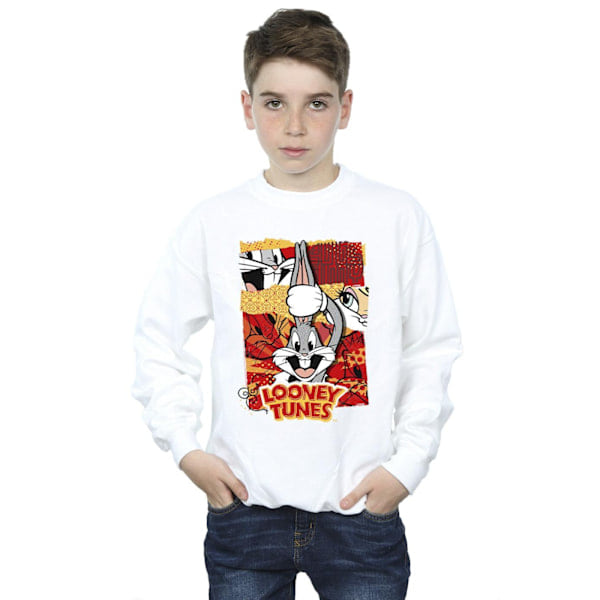 Looney Tunes Drenge Bugs Bunny Tegneserie Nytårs Sweatshirt 3-4 År Hvid 3-4 År