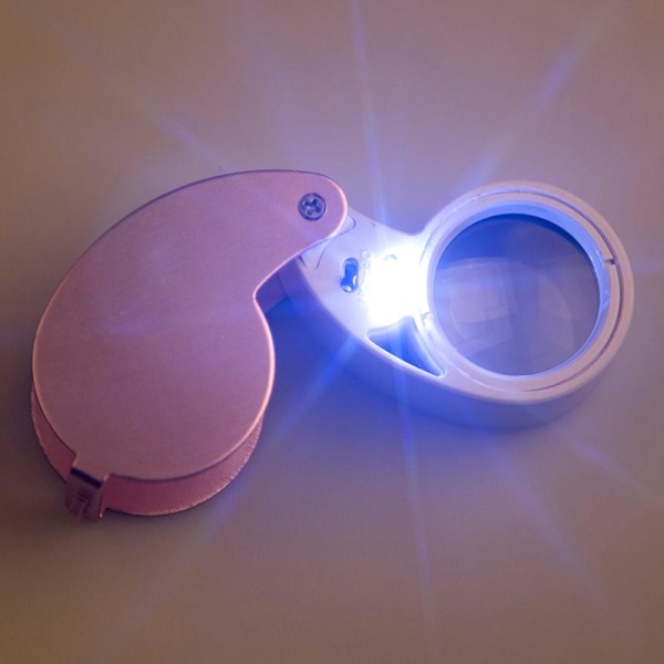 Lup 40x25mm med stærkt LED-lys inkl. batterier forstørrelsesglas