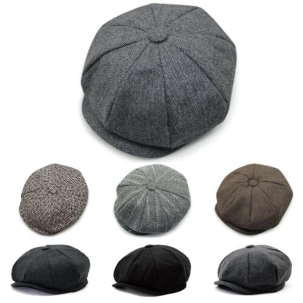 Hatt for menn - Flat cap, Newsboy cap, Cabbie, Peaky Blinders, Baker Boy - Svart