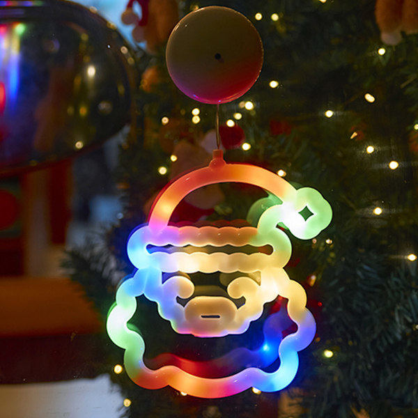 6 st LED-julklappsfönsterlampor Silhuettdekoration Upplyst Klocka-Träd-Rennärr-Snöflinga-Stjärna Batteridriven med Sugkopp