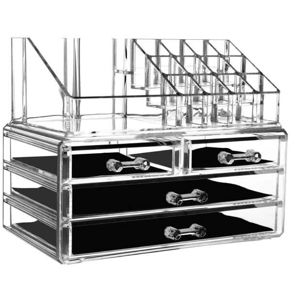REMAKE Sminkeorganisator i akryl med 4 skuffer - Sminkeholder transparent