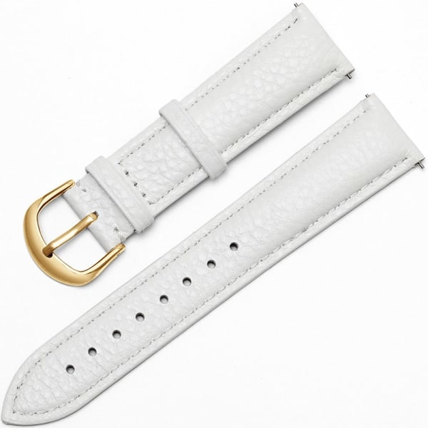 Litchi pattern watch strap replacement White 18 mm