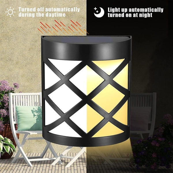 Solcellslampor för utomhusbruk [2-pack] LED-solcellslampa för utomhusbruk, staket, uteplats, ytterdörr, trappa, landskap, vattentät solcellslampa för vägg...