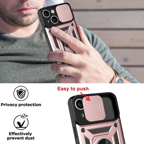 iPhone 14 Shell Armor Hybrid Ring CamShield Roséguld