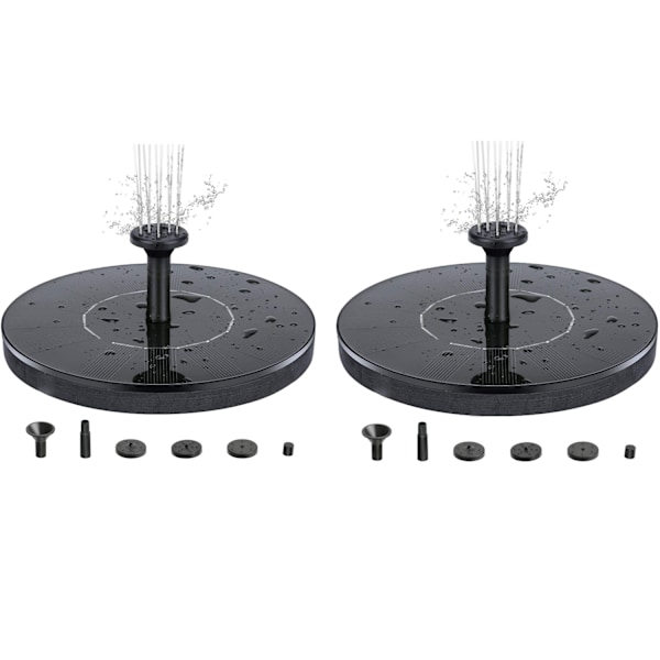 2-pak Springvand med solceller 13 cm - Solcellefountain/vandspringvand