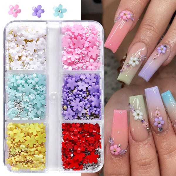 3D Blomster Nageldekor Modell 4