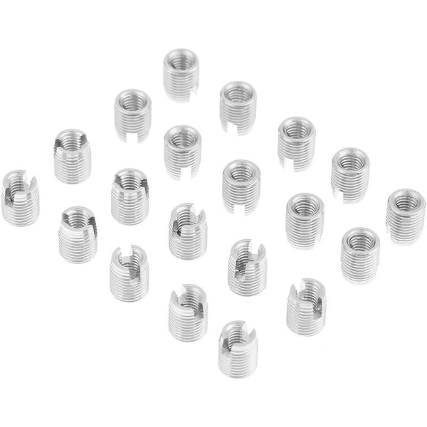 20 stk Selvskjærende Gjengeinnsatser, M3 x 6mm Selvskjærende Sporet Skruegjengeinnsatsmutter for Spiralreparasjons