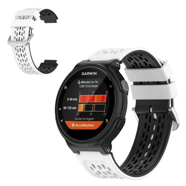 24mm dobbeltlags silikone urrem til Garmin Forerunner enhed - Hvid / Sort Vit