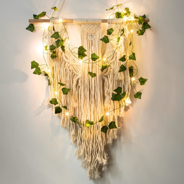 Stränglampor med blad, 2m Ivy String Lights, 20 LED-lampor, väggdekoration för vår, bröllop, fest, trädgårdsfestival