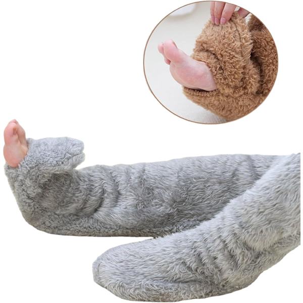 REMAKE Polvikorkeat pörröiset sukat, mukavat sukat, plyysiset säärisukat Mukavat tossusukat pörröiset pitkät fluffiset sukat